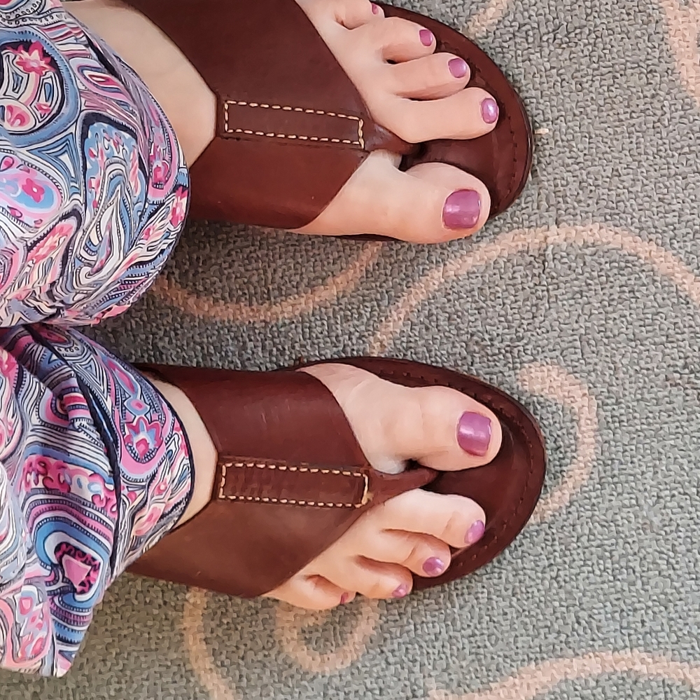 Vintage 1994 J Crew Leather Flip Flop Sandal Slides 9M - Picture 6 of 7